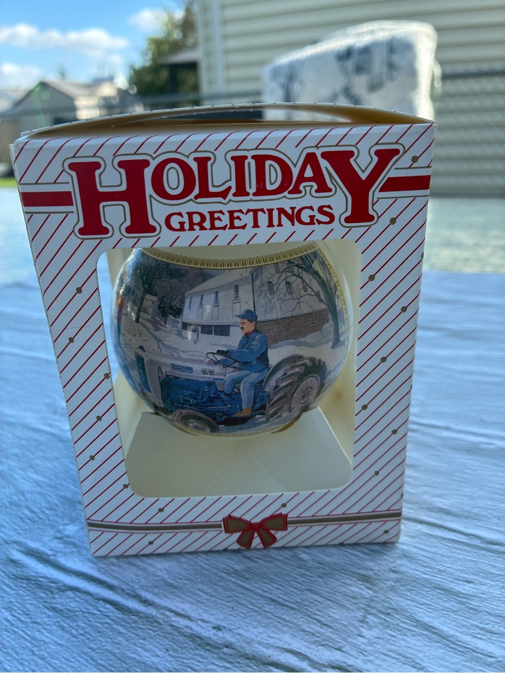 New Holland Ford 4000 Tractor Christmas Ball Ornament Susquehanna Glass 1996